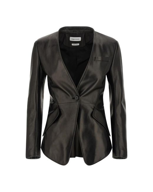 McQueen Black Leather Jackets