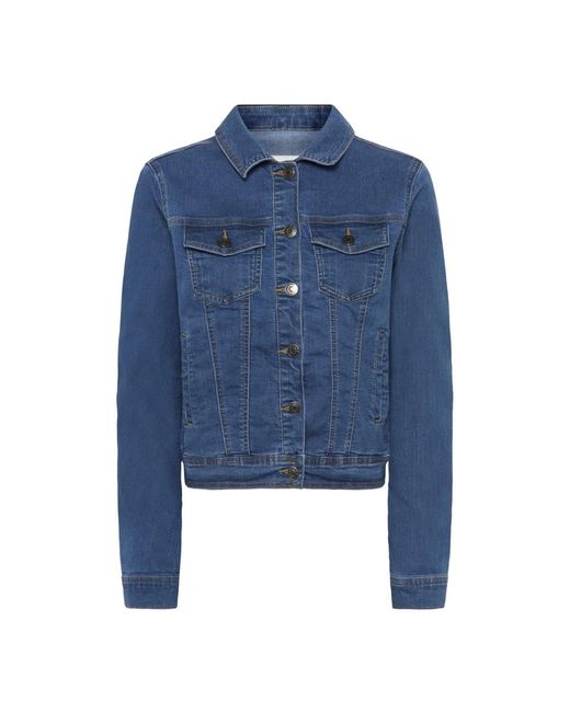 Denim Jackets Kaffe de color Blue