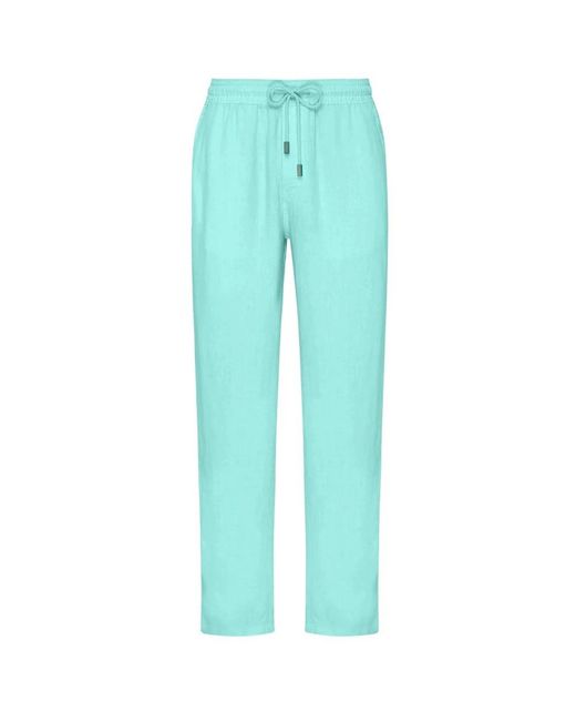 Vilebrequin Linen Comfort Pants Solid in het Blue voor heren