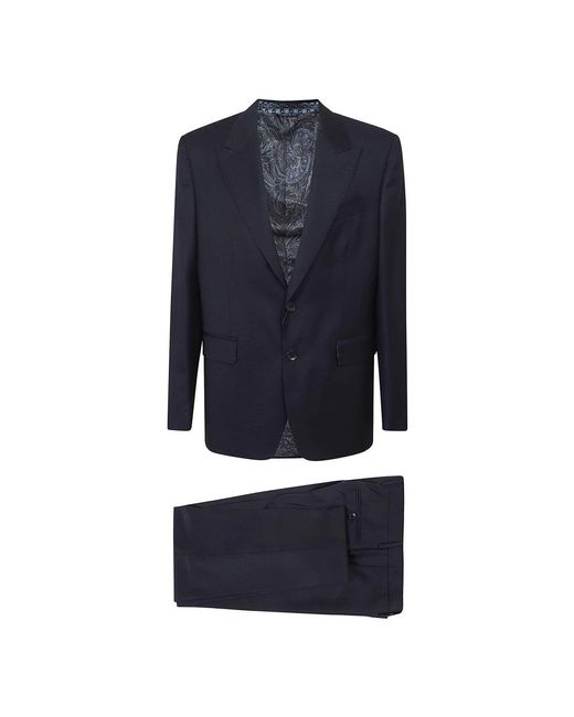 Etro Blue Single Breasted Suits for men