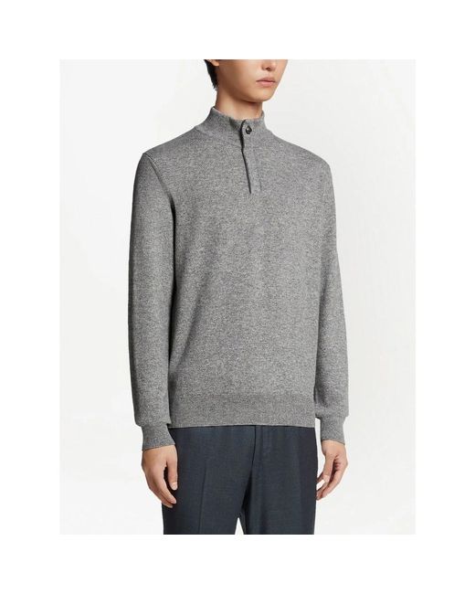 Zegna Kasjmier Zip-Up Coltrui Sweater Grijs in het Gray voor heren