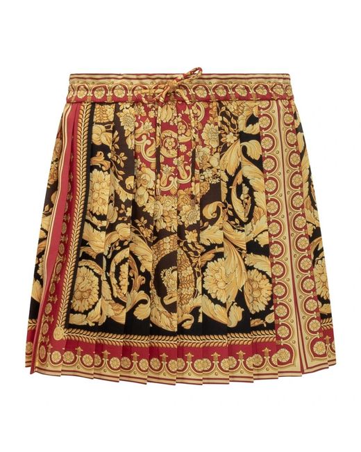 Versace Barocco Geplooide Mini Rok in het Brown