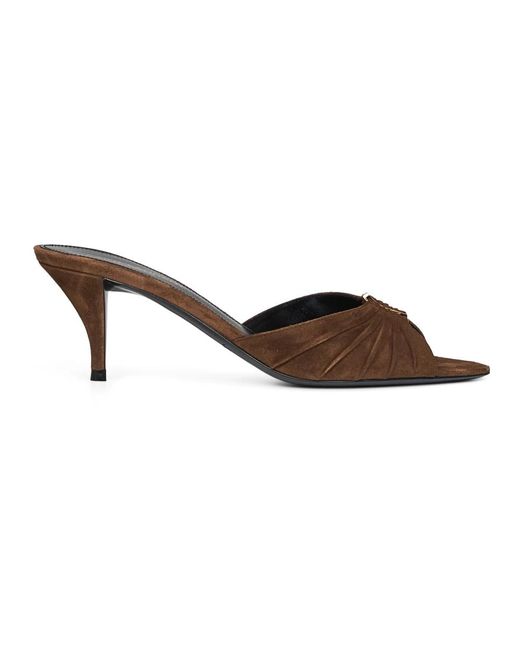 Saint Laurent Brown Heeled Mules