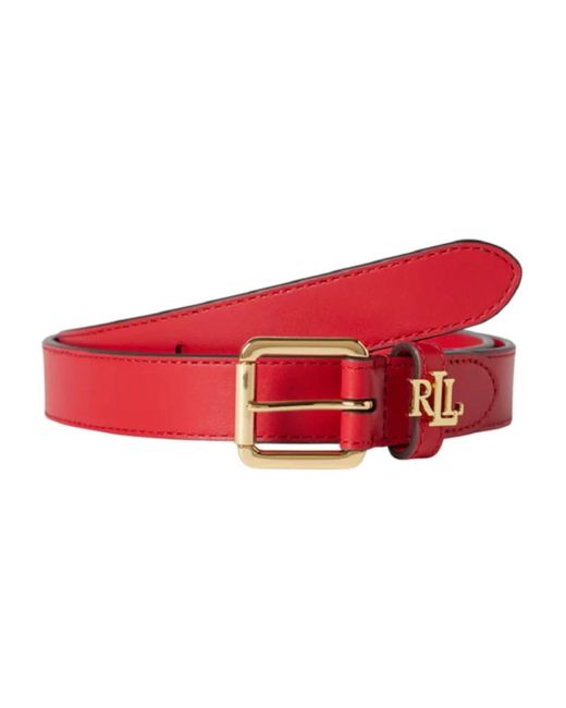 Lauren Ralph Lauren Red Leather Belt Gold Buckle Logo Charm 42” Ralph Lauren Belts in Red | Lyst main image 2