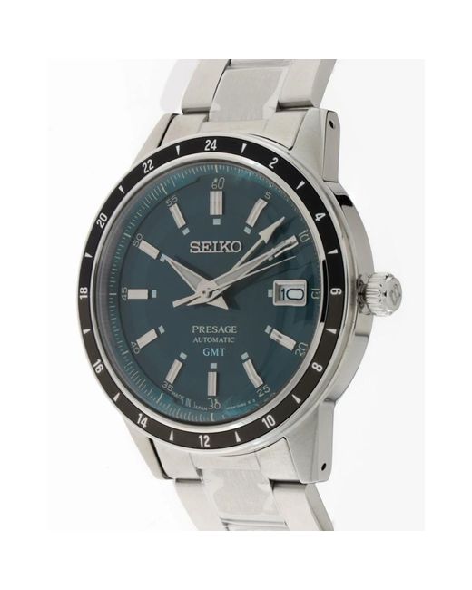 Seiko Accessoires ,Blauw ,Presage Style 60's Automatisch Gmt Horloge in het Metallic