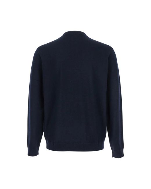 Emporio Armani Blauer Crewneck Logo Pullover Aus Wolle in Blue für Herren