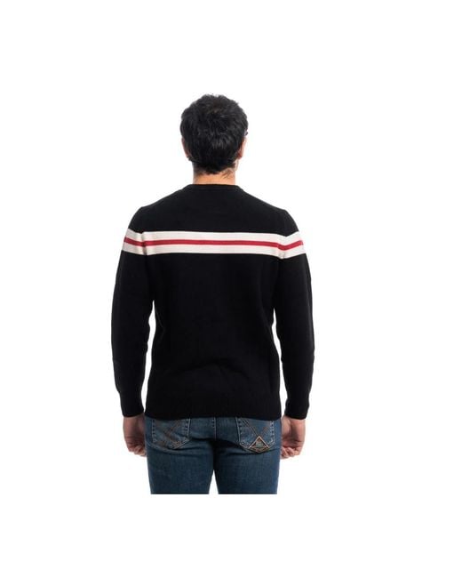 Mc2 Saint Barth Gestreepte Crew Neck Sweater in het Black voor heren