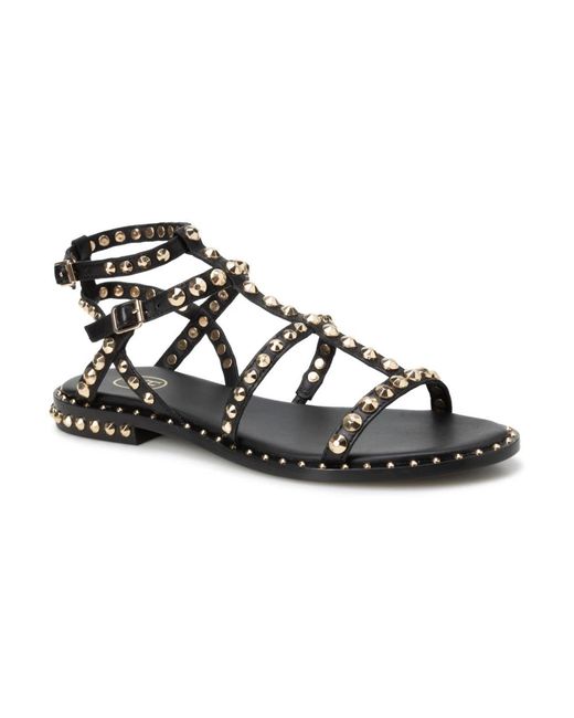 Ash Black Flat Sandals