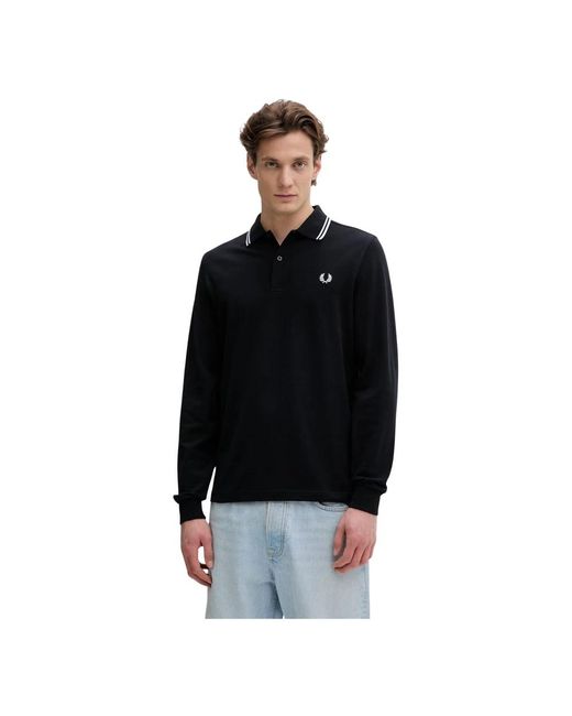 Fred Perry Long Sleeve Tops in het Black voor heren