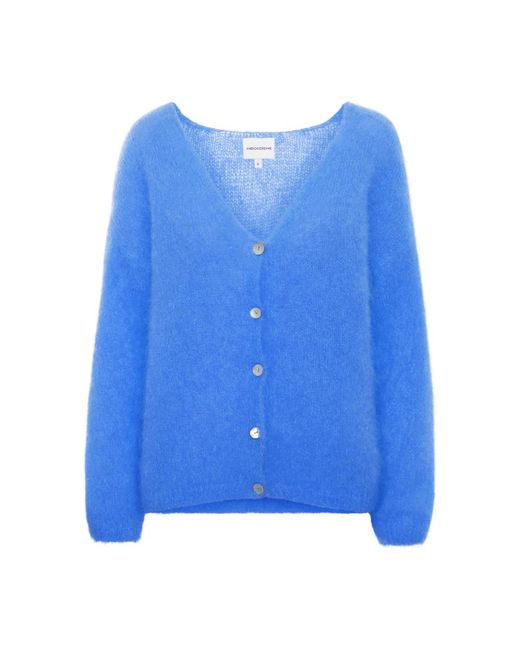 American Dreams Truien & Vesten ,Blauw ,Wol Hemelsblauwe Mohair Cardigan in het Blue