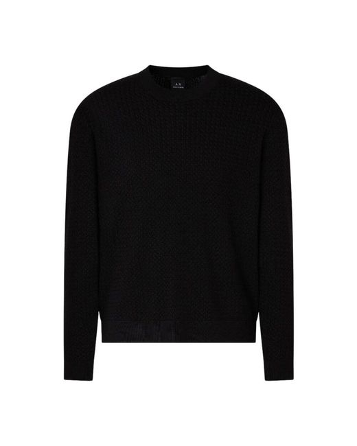 ARMANI EXCHANGE Rundhalsausschnitt Pullover Langarm Viskosemischung in Black für Herren
