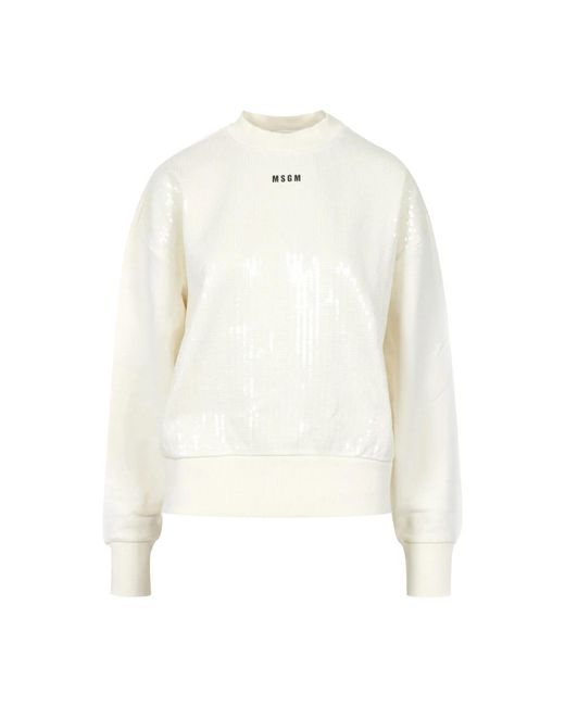 MSGM Hoodies & Sweatvesten ,Pailletten Sweatshirt Met Pailletten in het White