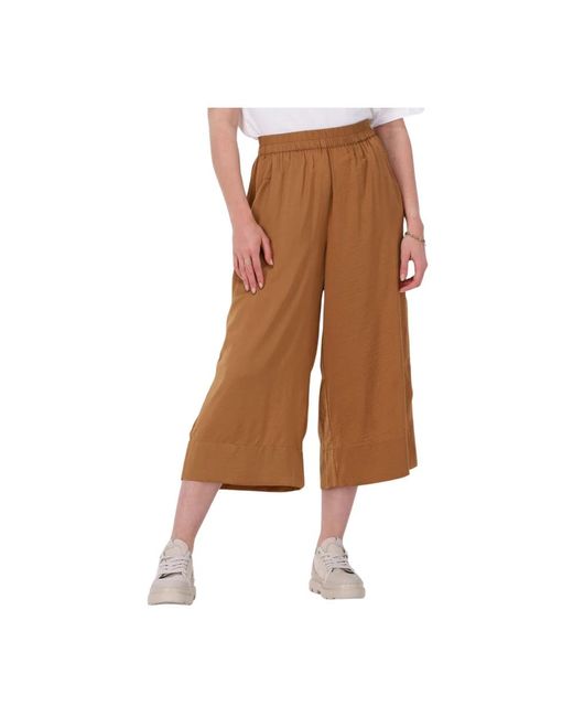 Second Female Wijde Pijpen Cropped Broek in het Brown