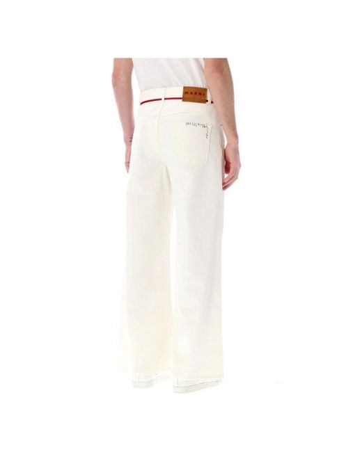 Marni Weiße weite jeans mit perlen details in White für Herren
