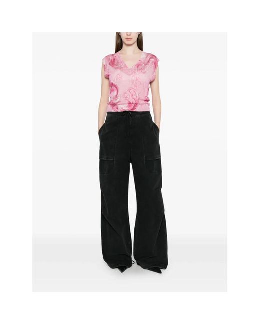 Versace Jeans Couture Pink V-Neck Knitwear