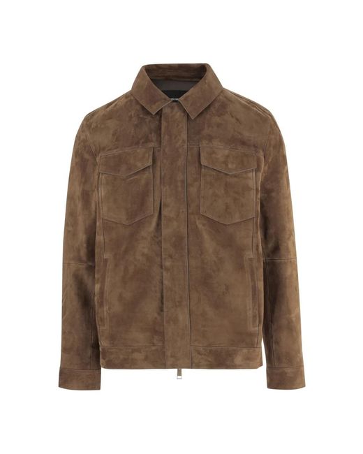 Yves Salomon Brown Leather Jackets for men