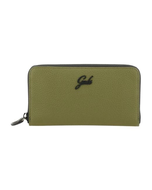 Gabs Accessoires ,Groen ,Leer Zwarte Leren Portemonnee Met Ritssluiting Kaartsleuf in het Green