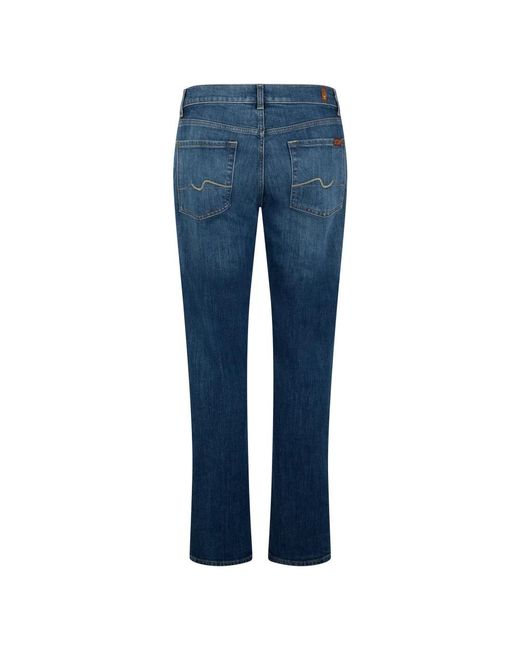 7 For All Mankind Blue Straight Jeans for men