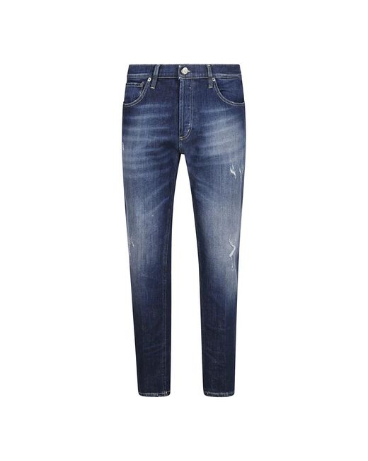 Dondup Blaue karotten-passform-jeans mit patches in Blue für Herren