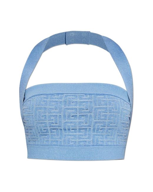 Balmain Blue Kurzes off-shoulder-top