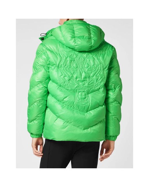 Philipp Plein Fitness ,Groen ,Nylon Nylon Puffer Jacket Tiger in het Green voor heren