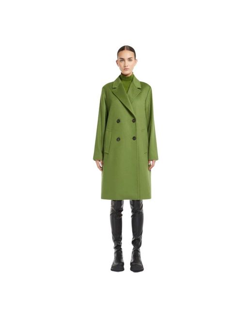 Weekend by Maxmara Green Grüner wollmantel mit doppelreihiger knopfleiste