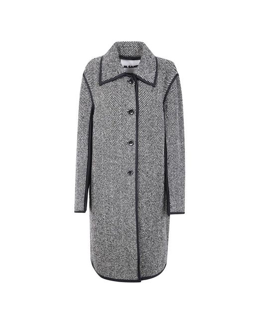 Jil Sander Jassen ,Grijs ,Stijlvolle Trim Jas in het Gray
