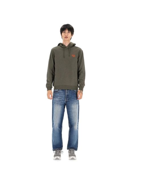A.P.C. Hoodies & Sweatvesten ,Groen ,Katoen Groene Sweater Rue Madame Paris Geborduurd in het Green voor heren