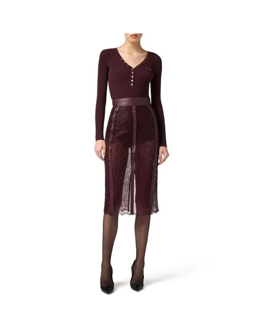 Elisabetta Franchi Purple V-Neck Knitwear