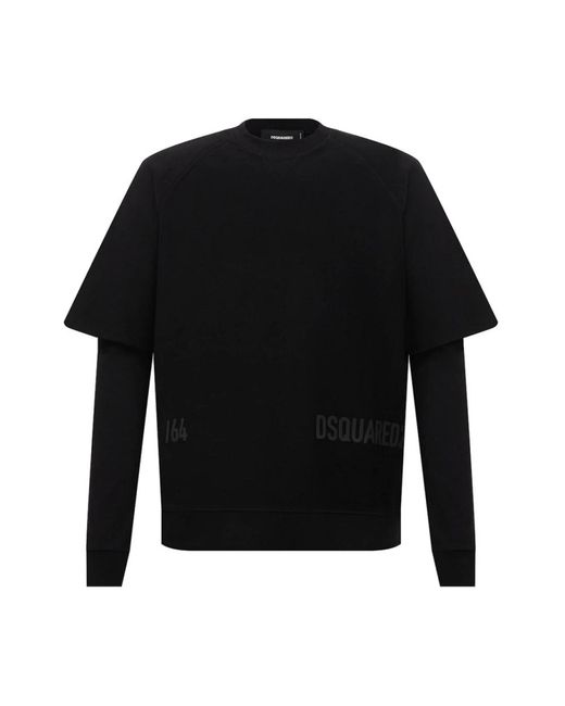 DSquared² Cool Fit Double Layer Logo Sweatshirt in het Black voor heren