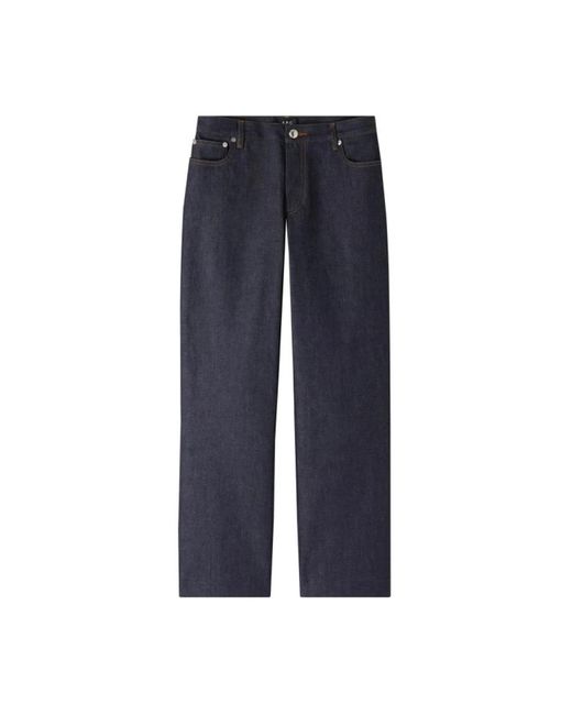 A.P.C. Jeans ,Blauw ,Denim Vintage Straight Leg Japanese Denim Jeans in het Blue