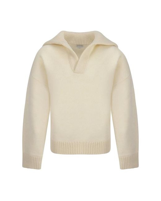 V-Neck Knitwear di Bottega Veneta in White da Uomo