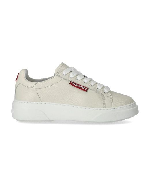 DSquared² Schoenen ,Leer Bumper Cream Sneaker in het White