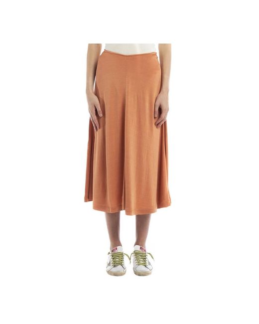 Acne Rokken ,Oranje ,Katoen Roestbruine Perzik Midi Rok in het Brown