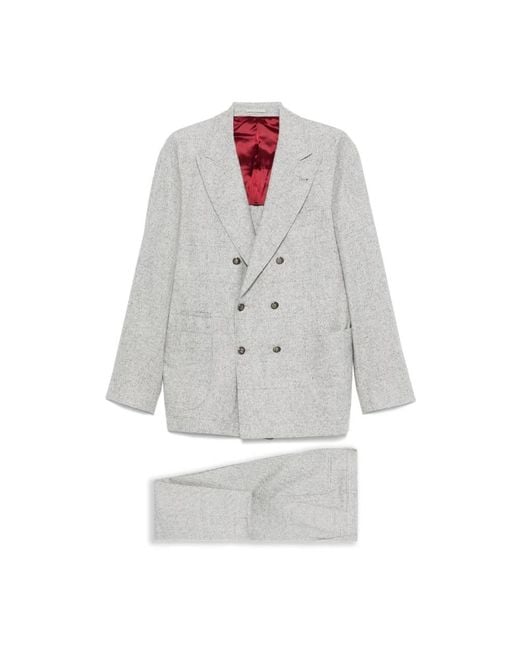 Double Breasted Suits Brunello Cucinelli de hombre de color Gray