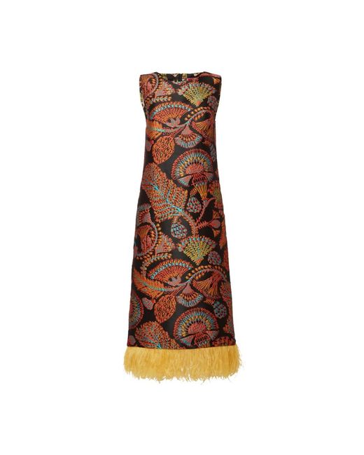 LaDoubleJ Kleedjes ,Veelkleurig ,Polyester Sicomore Column Dress in het Brown