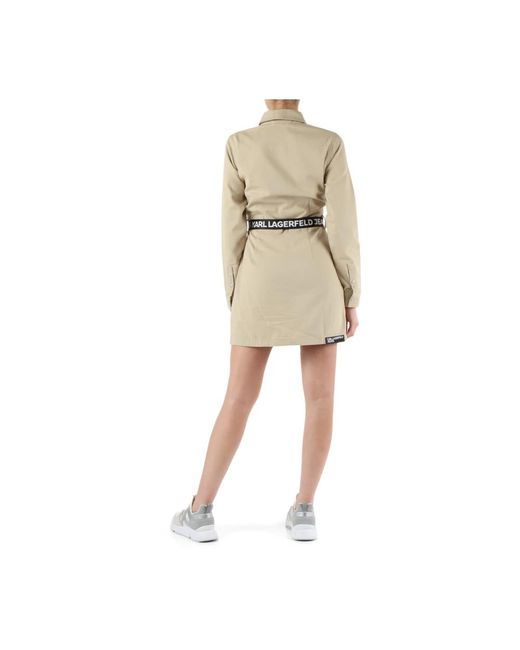 Karl Lagerfeld Natural Kleid aus baumwolltwill mit gürtel
