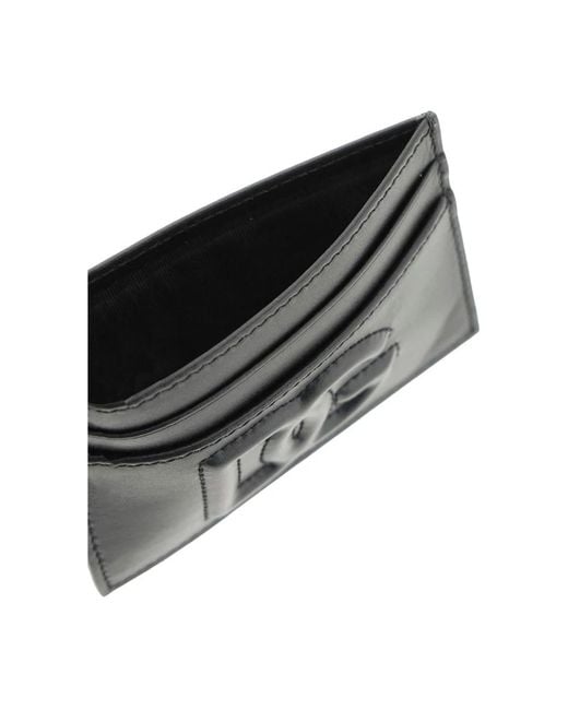 Dolce & Gabbana Accessoires ,Zwart ,Leer Logoed Leren Kaarthouder Met Dg Logo in het Black