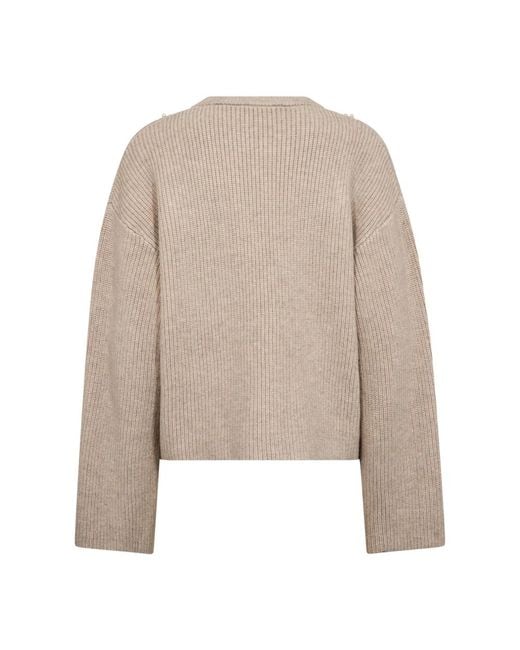 co'couture Natural Rib Pearl Knit Pullover Bone