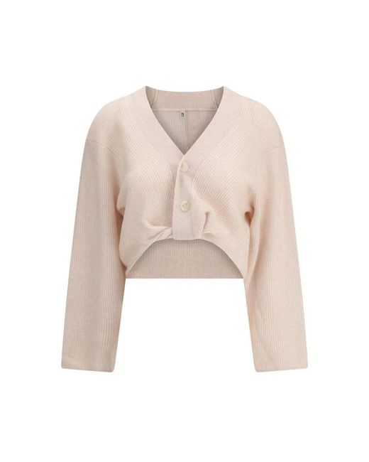 R13 Natural Kaschmir Drapierter Cardigan Mit Geripptem Design