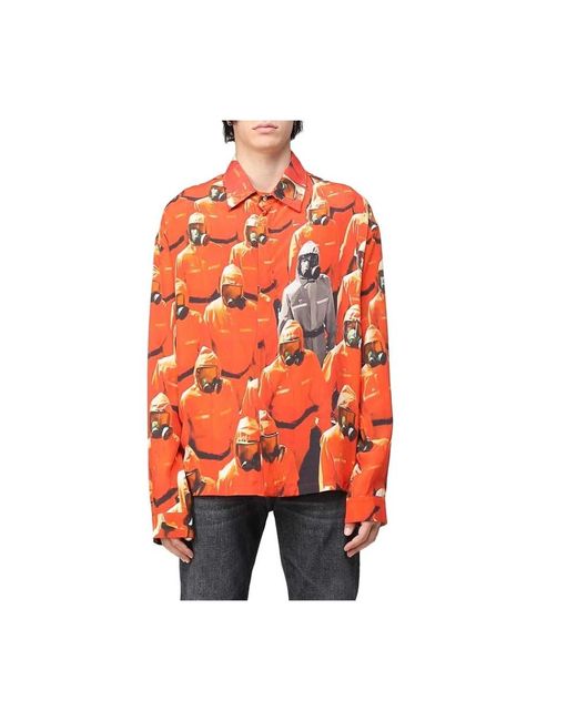 Camicia a maniche lunghe con stampa grafica di 424 in Orange da Uomo