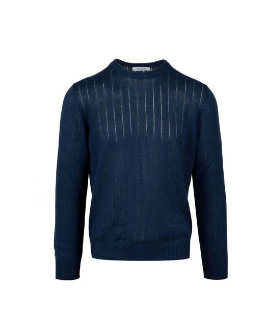 Gran Sasso Leinen- und baumwollpullover mit zöpfen in Blue für Herren