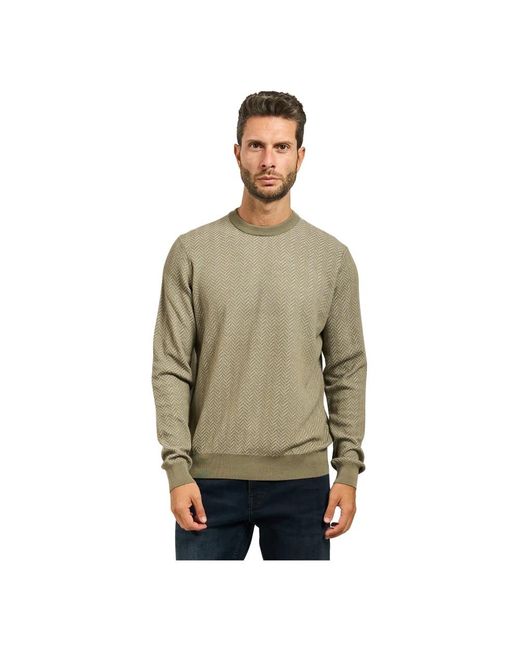 HUGO Grüner Fischgräten Pullover in Green für Herren