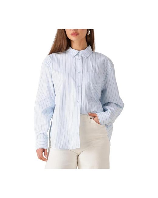 Modström Overhemden ,Blauw ,Elegant Gestreept Shirt in het Blue