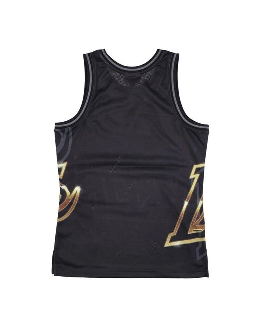 Mitchell & Ness Fitness ,Zwart ,Polyester Nba Big Face Tank Top in het Black voor heren