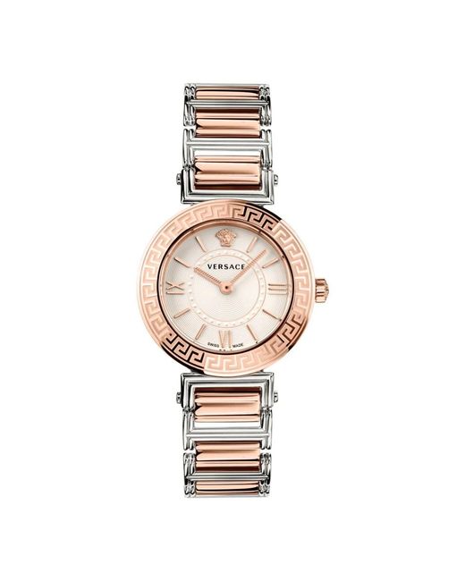 Versace Accessoires ,Grijs ,Tribute Roestvrijstalen Armbandhorloge in het Metallic