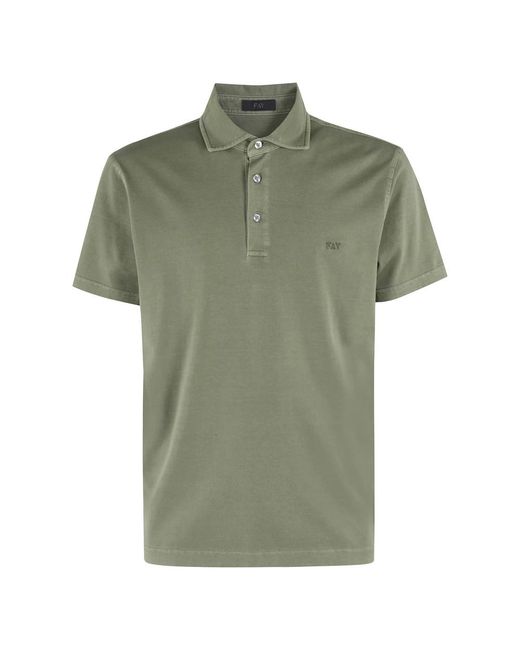 Fay Tops ,Groen ,Katoen Groen Polo Shirt Met Geborduurd Logo in het Green voor heren