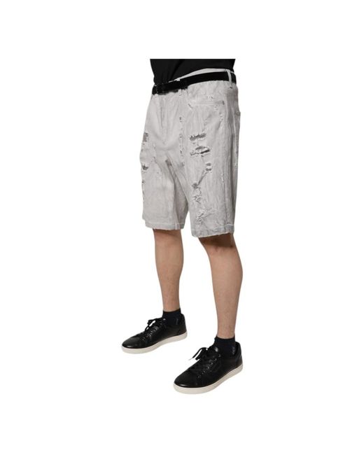 Dolce & Gabbana Gray Denim Shorts for men