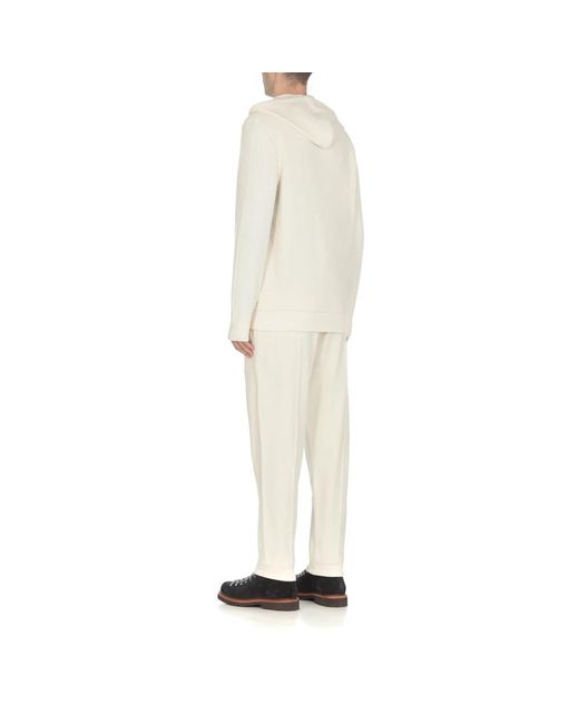 Brunello Cucinelli Ivory baumwoll sweatshirt mit kapuze in White für Herren