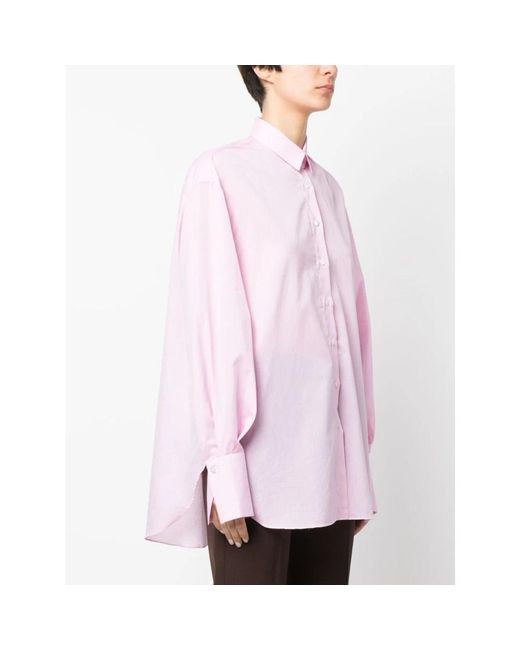 Finamore 1925 Overhemden ,Roze ,Katoen Roze Button-Up Shirt Oversize Frame in het Pink